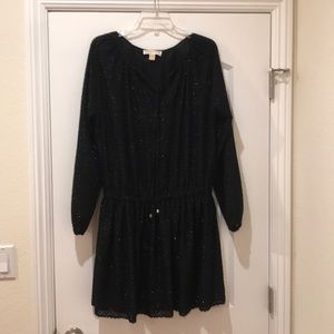 Michael Kors Black Metallic Long Sleeve Dress L